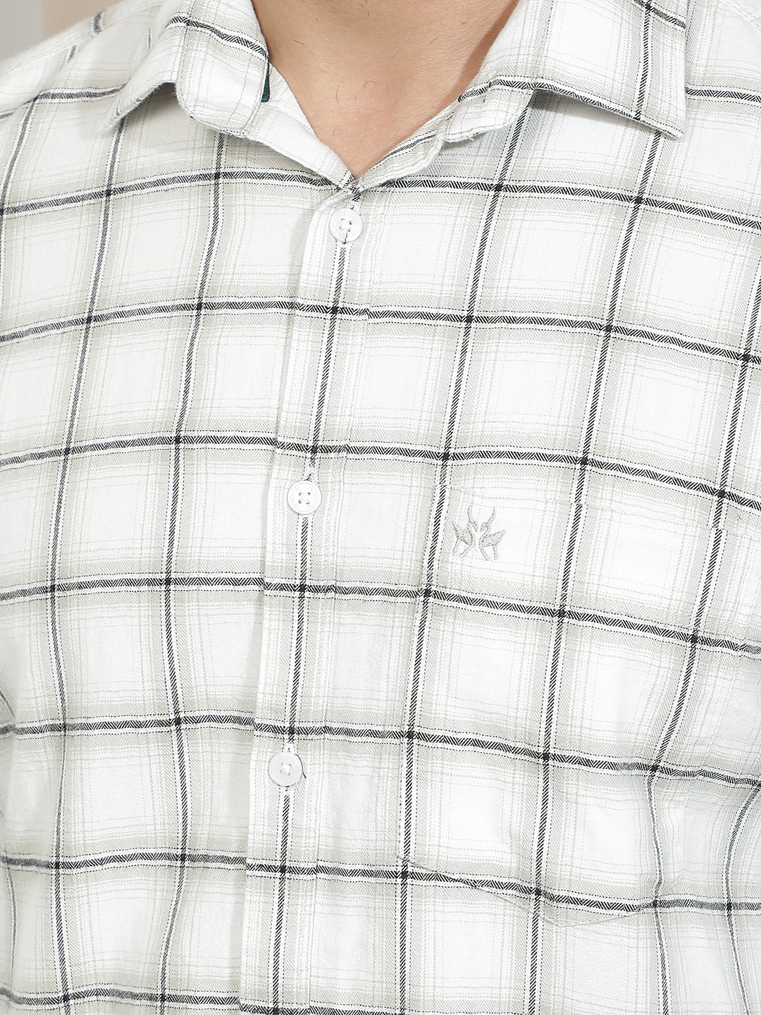 White 100% Cotton Checked Shirt