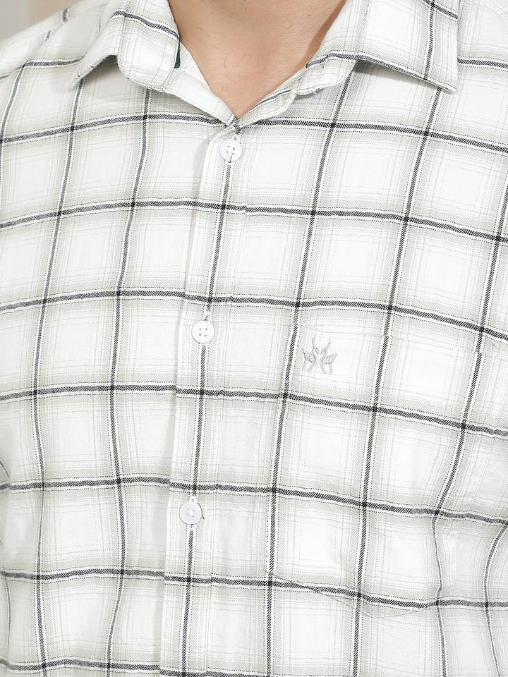 White 100% Cotton Checked Shirt