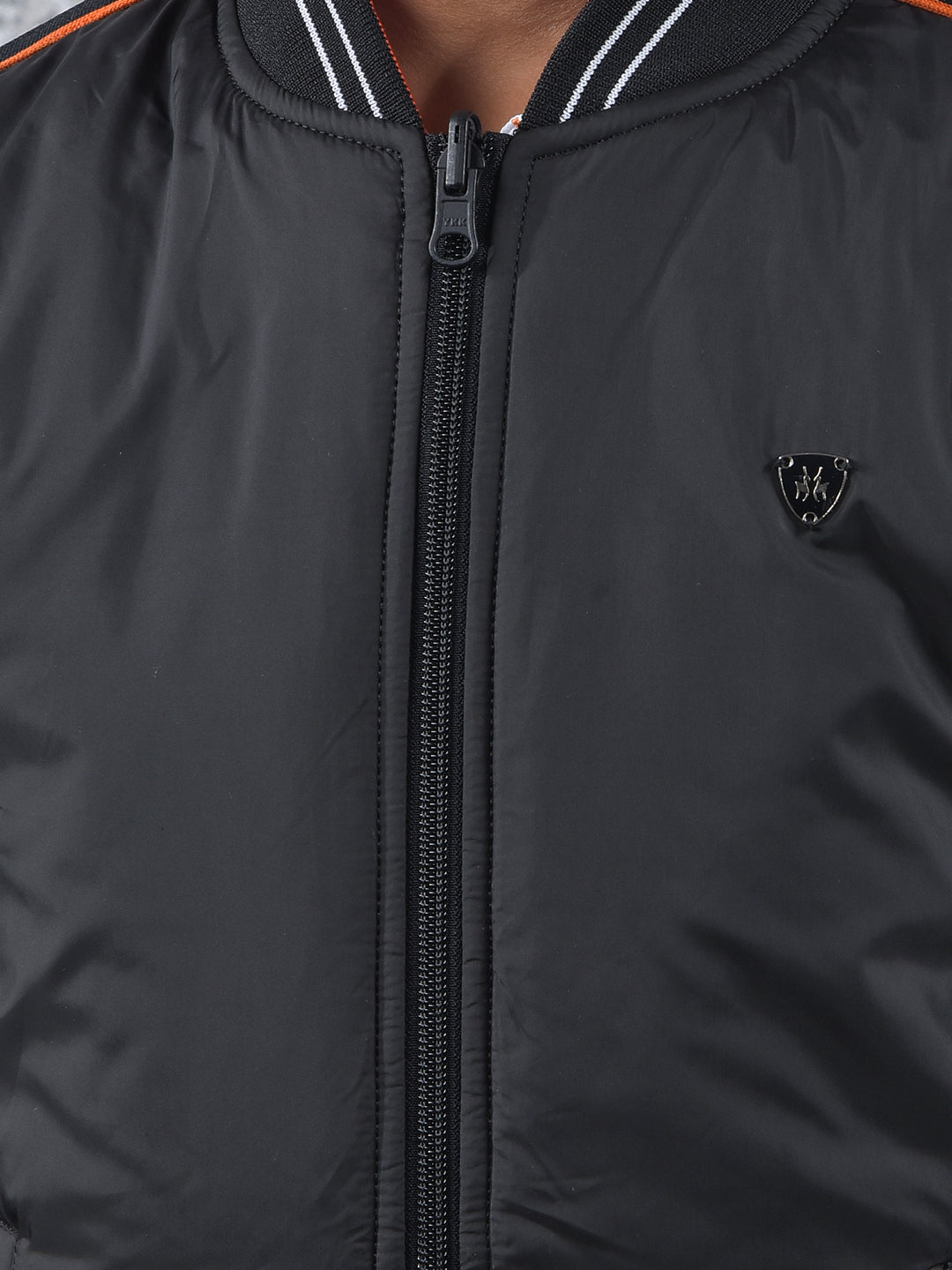 Black Reversible Bomber Jacket