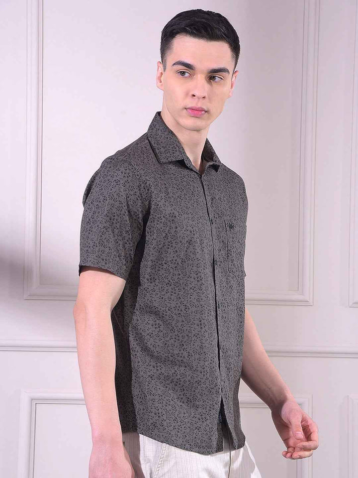 Grey Floral Print Shirt