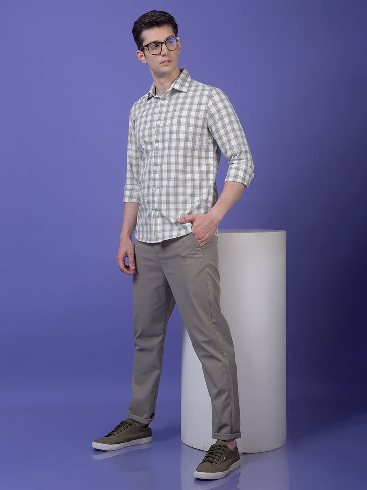 Olive Checked 100% Cotton Shirt