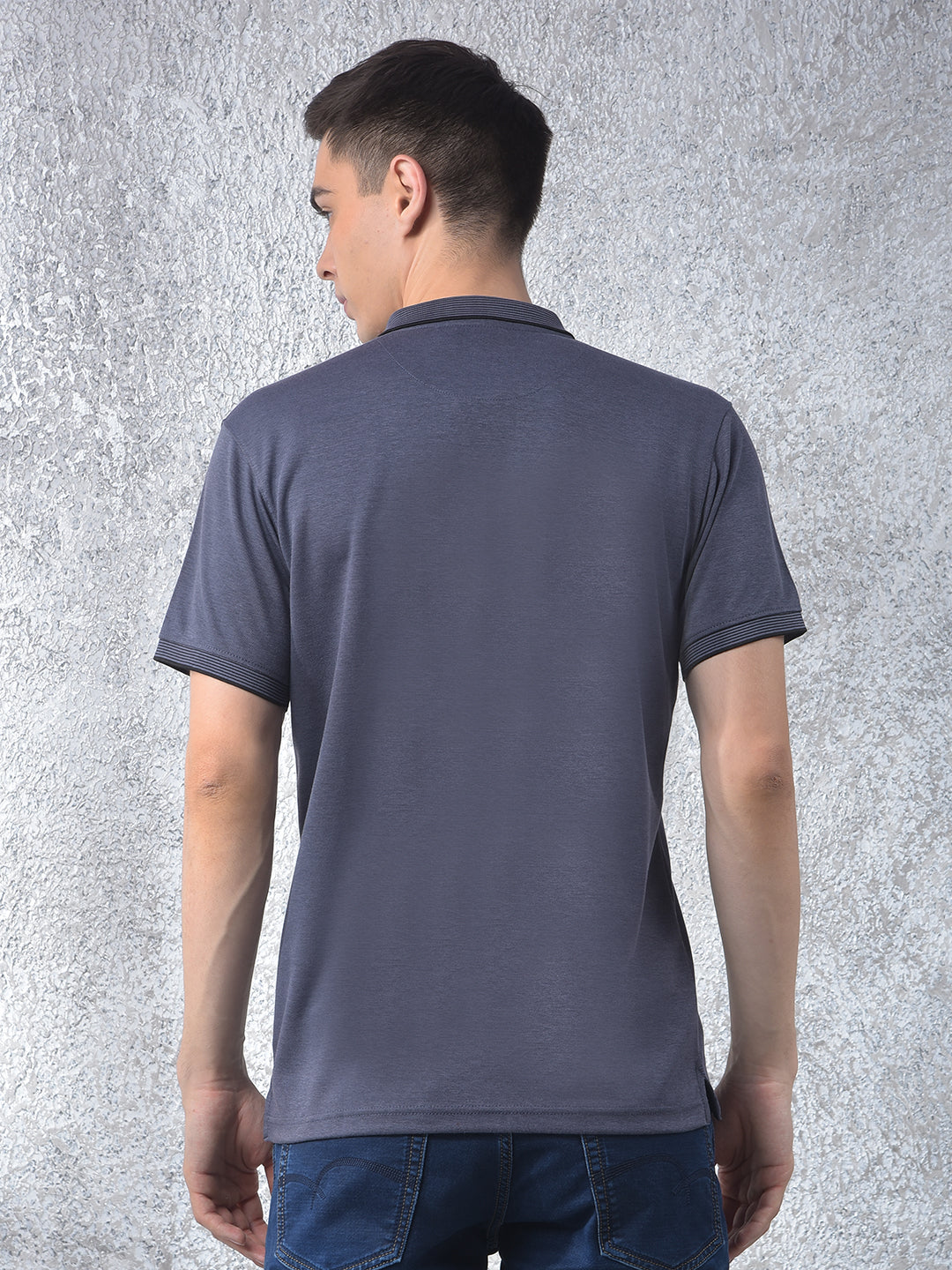 Blue Polo Neck T-Shirt