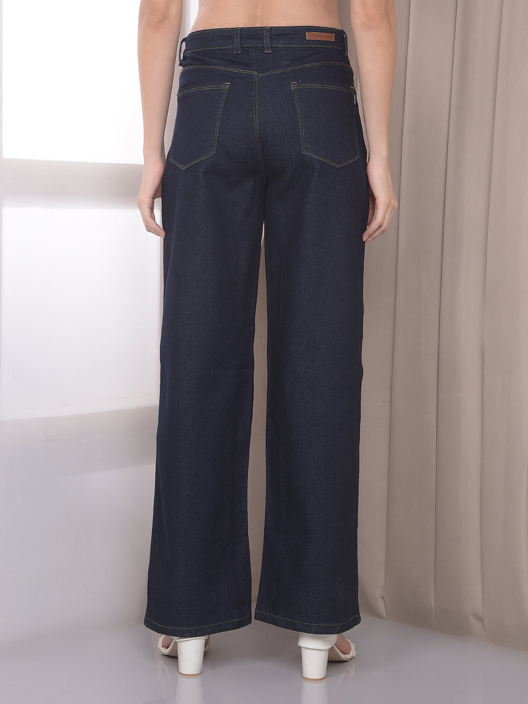 Navy Blue Wide Leg Jeans