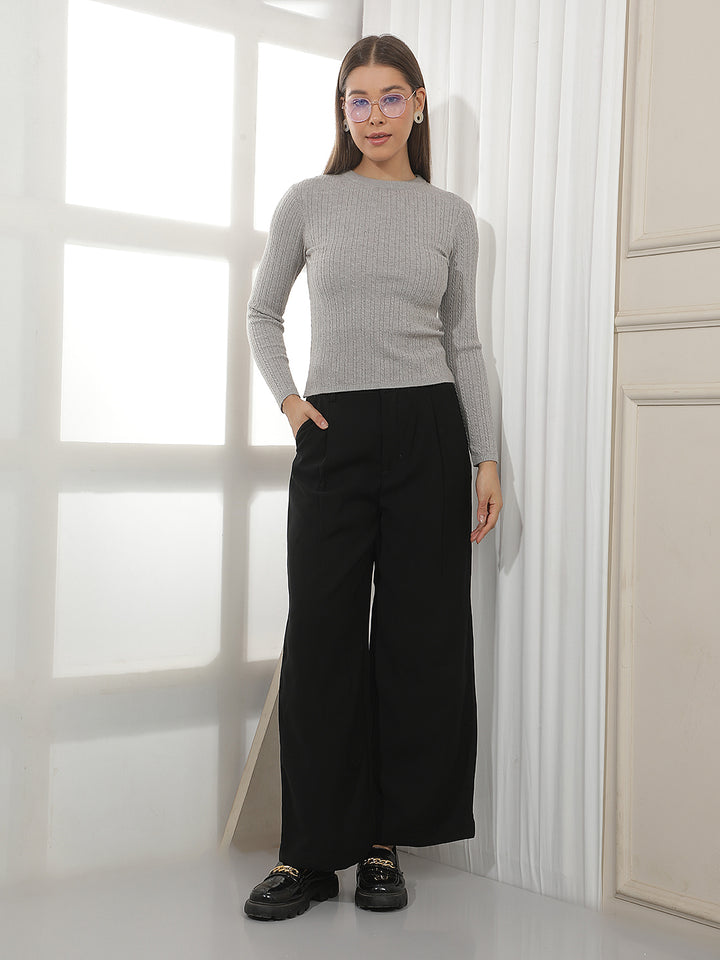 Relaxed Frost Grey Jacquard Sweater