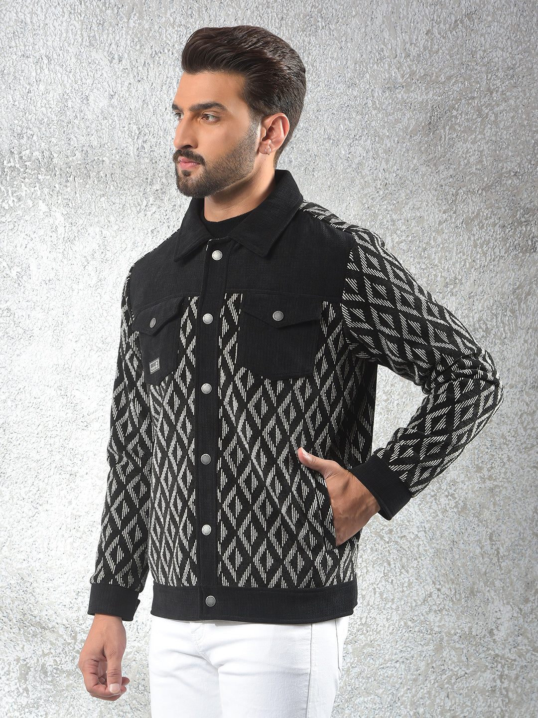 Breathable Black Jacquard Shacket