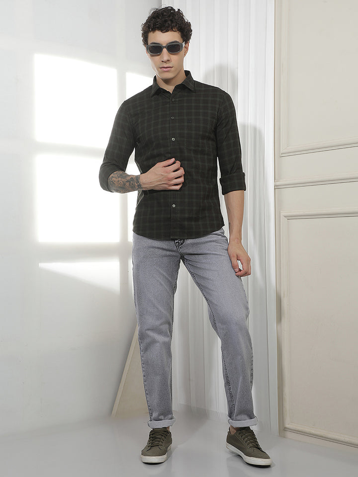 Green Checked 100% Cotton Shirt