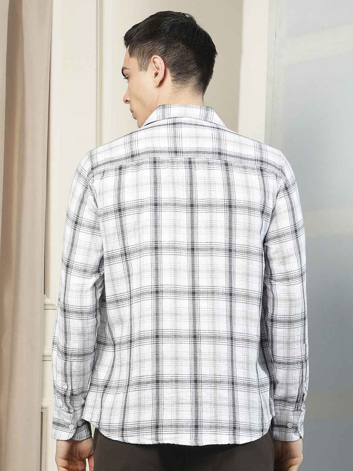 Grey 100% Cotton Checked Shirt