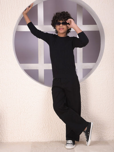 Minimal Black Jacquard Sweater
