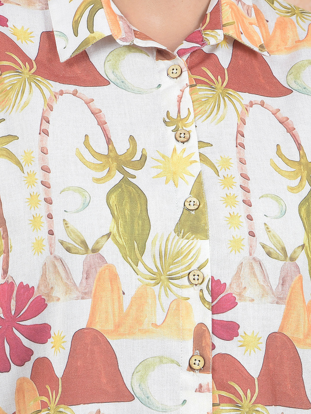 Printed Red Waist-Length Shirt
