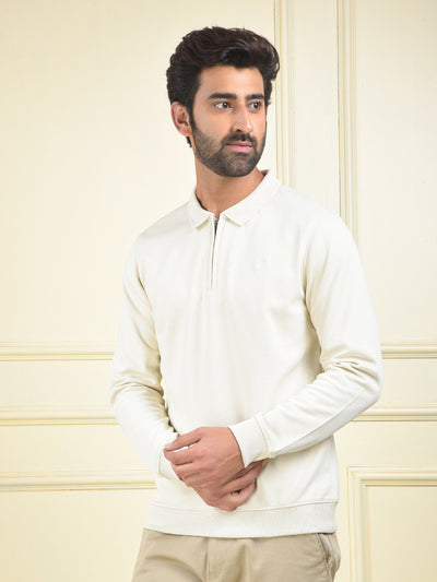 Off White Polo Neck T-Shirt
