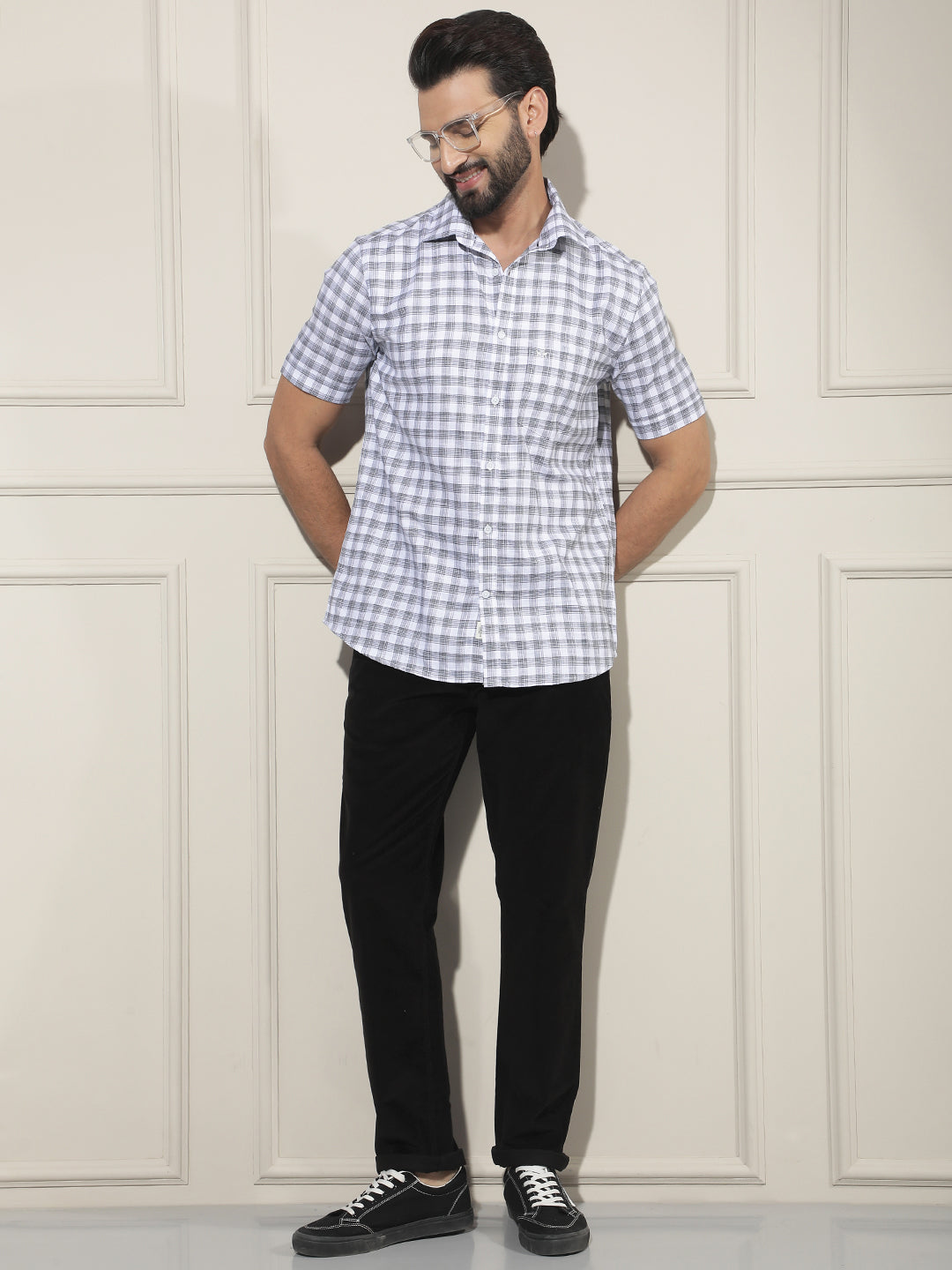 White Checked 100% Cotton Shirt