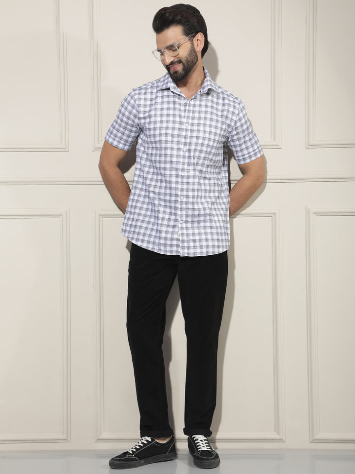 White Checked 100% Cotton Shirt