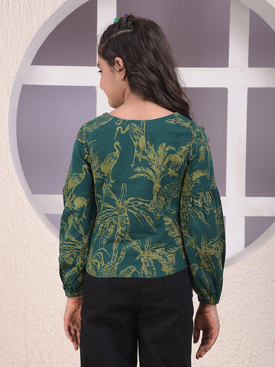 Green Printed 100% Cotton Top