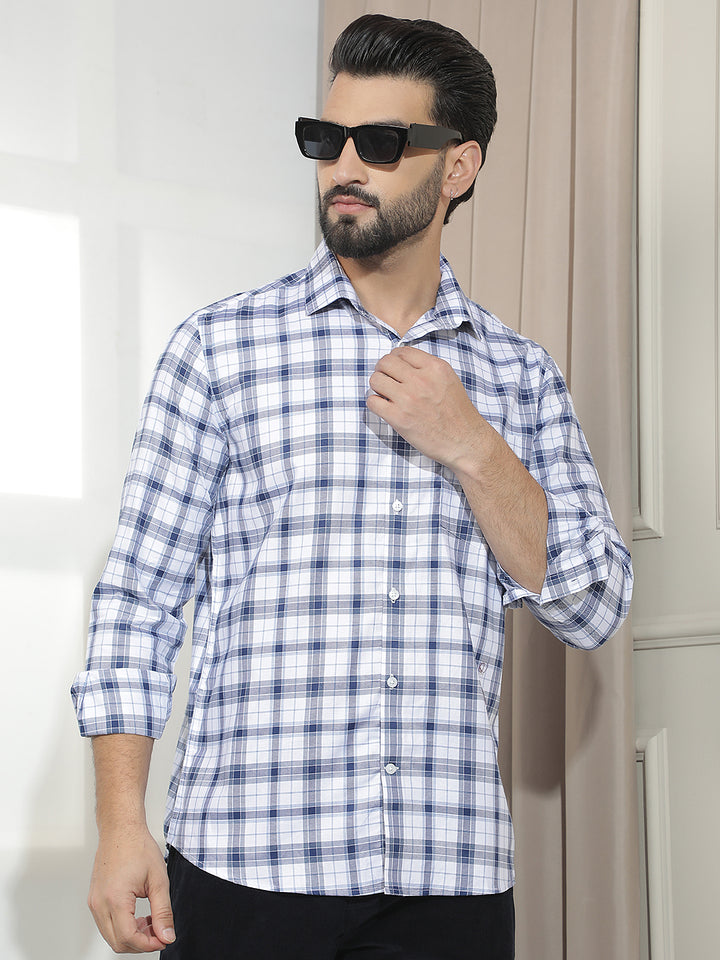 Blue Checked 100% Cotton Shirt