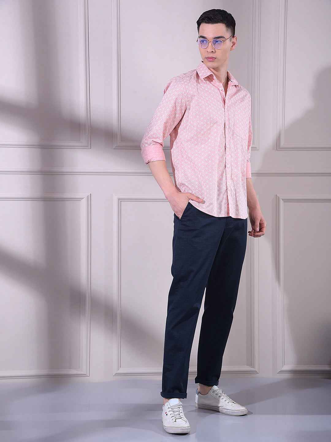 Peach Floral Print Shirt