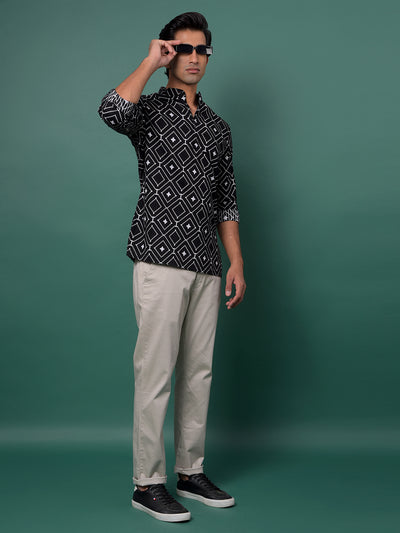 Grey Printed Trousers