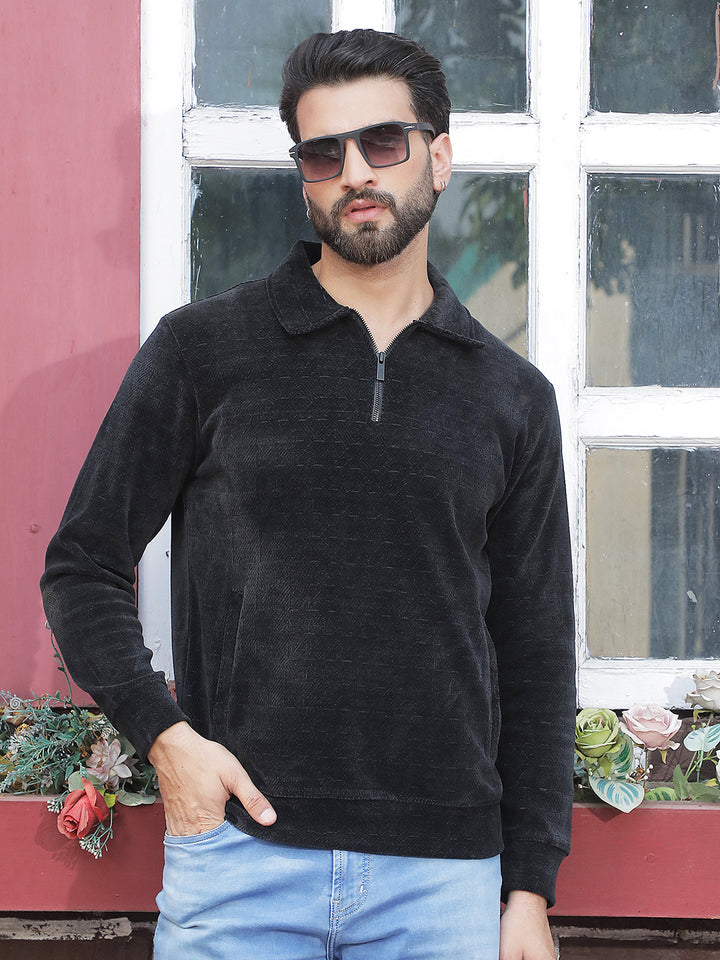 Modern Void Black Jacquard Sweatshirt