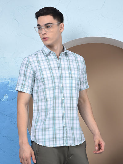 Blue Checked 100% Cotton Shirt-Men Shirts-Crimsoune Club