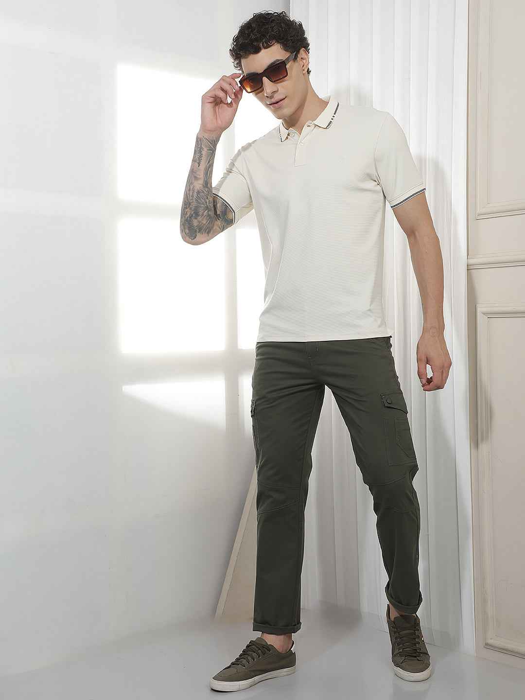 Comfortable Olive Casual Cargo Trousers