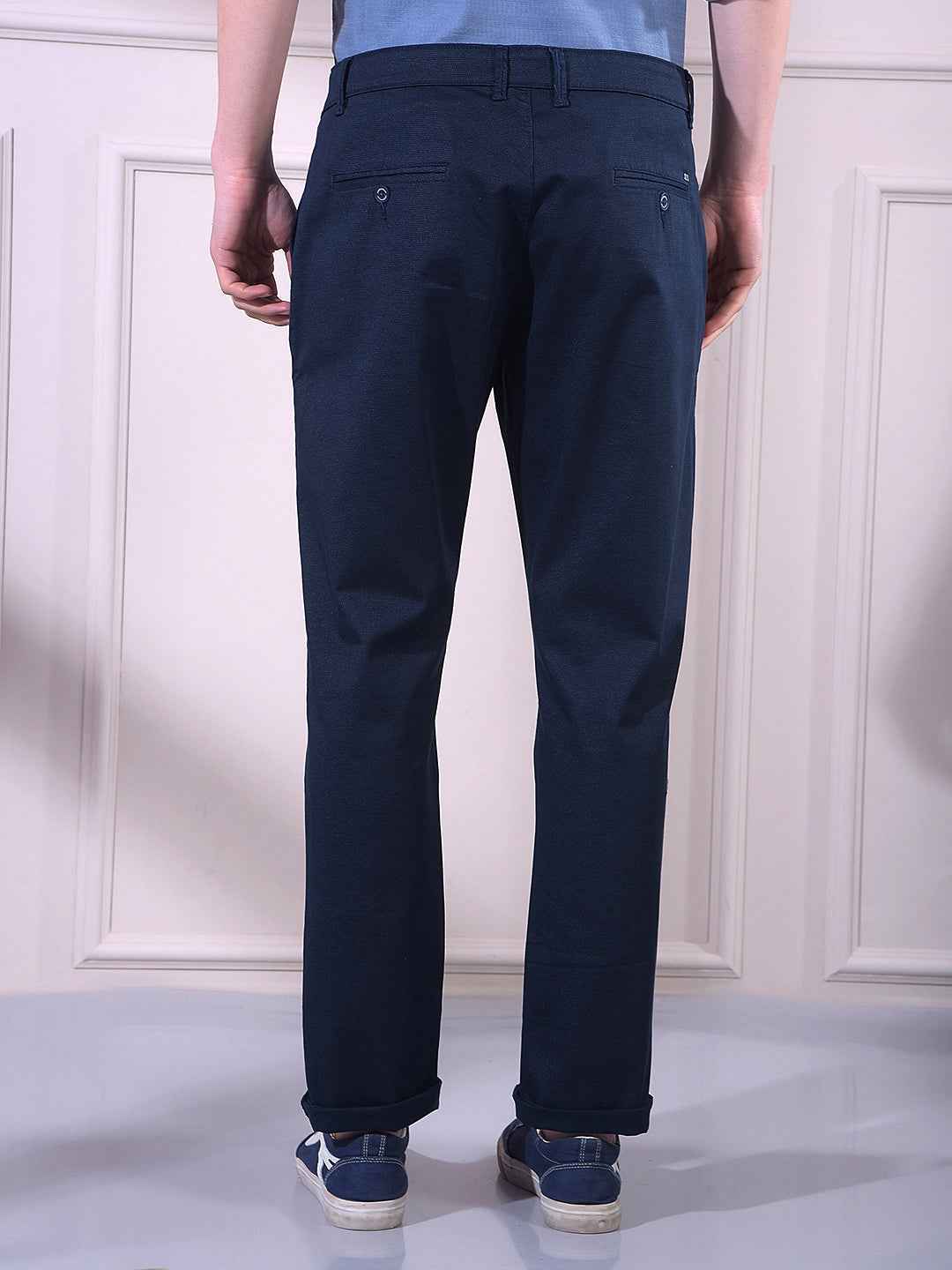 Navy Blue Printed Trousers