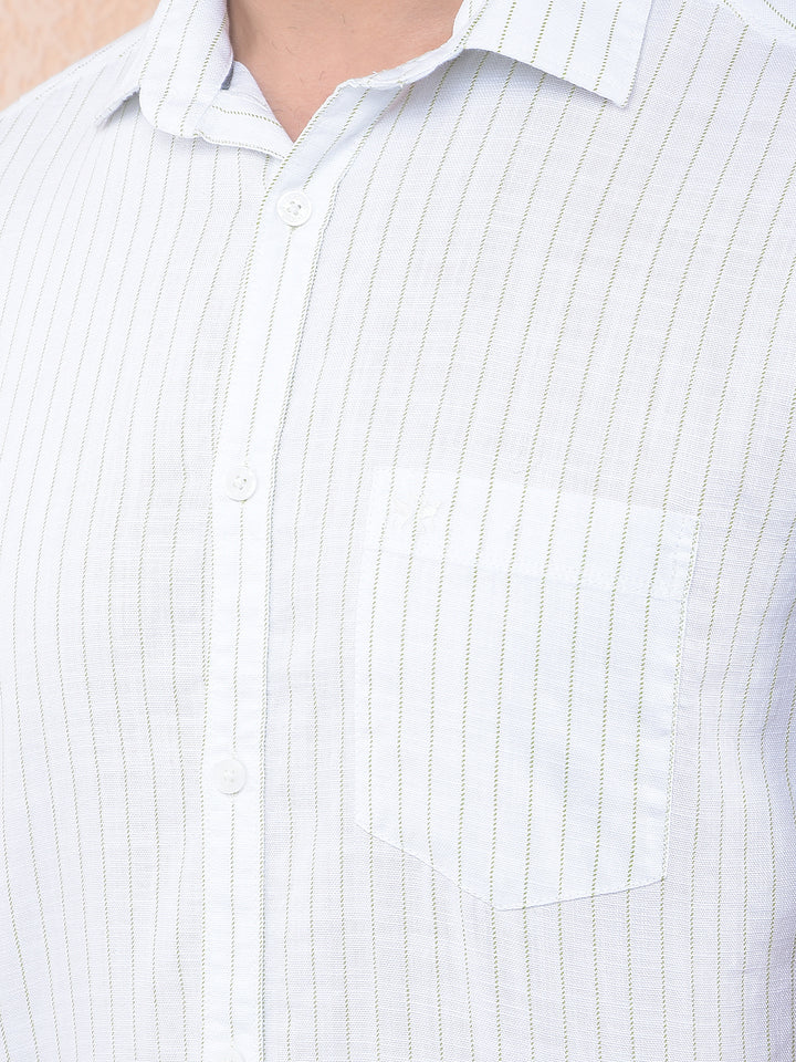 White Vertical Stripes 100% Cotton Shirt