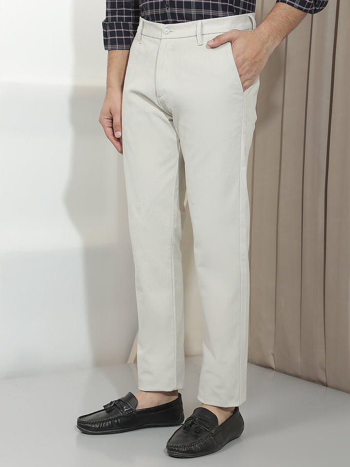 Refined Soft Cream Corduroy Trousers