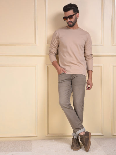 Beige Crew Neck Sweatshirt