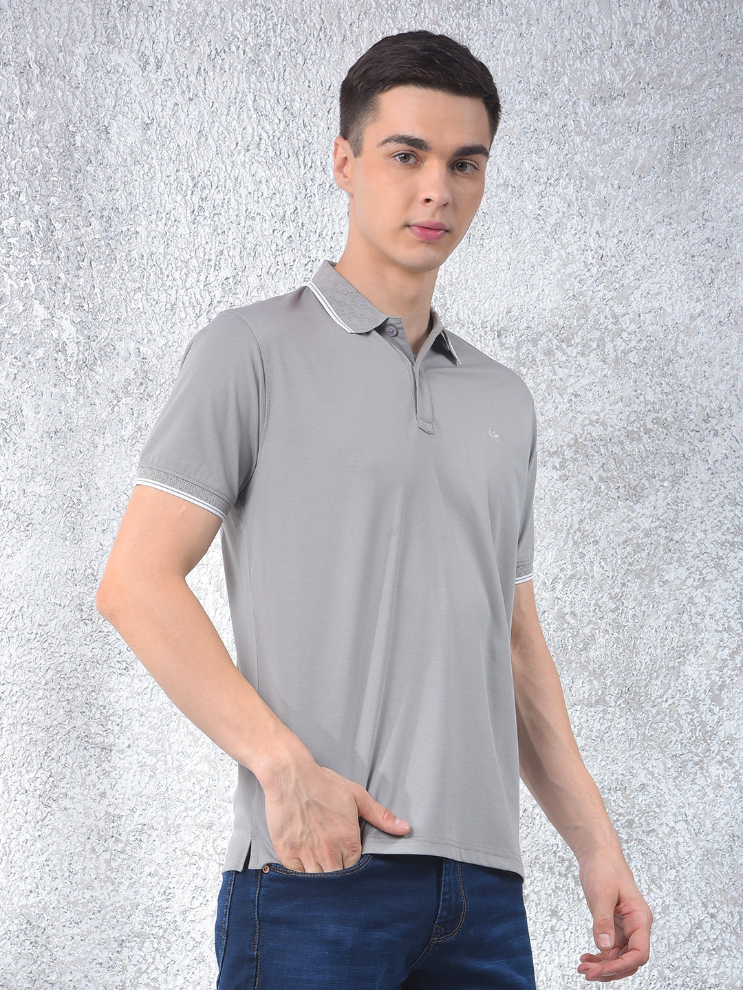 Grey Polo-Neck T-Shirt