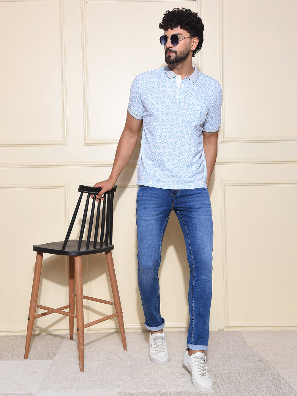 Mid-Wash Skinny Fit Blue Jeans