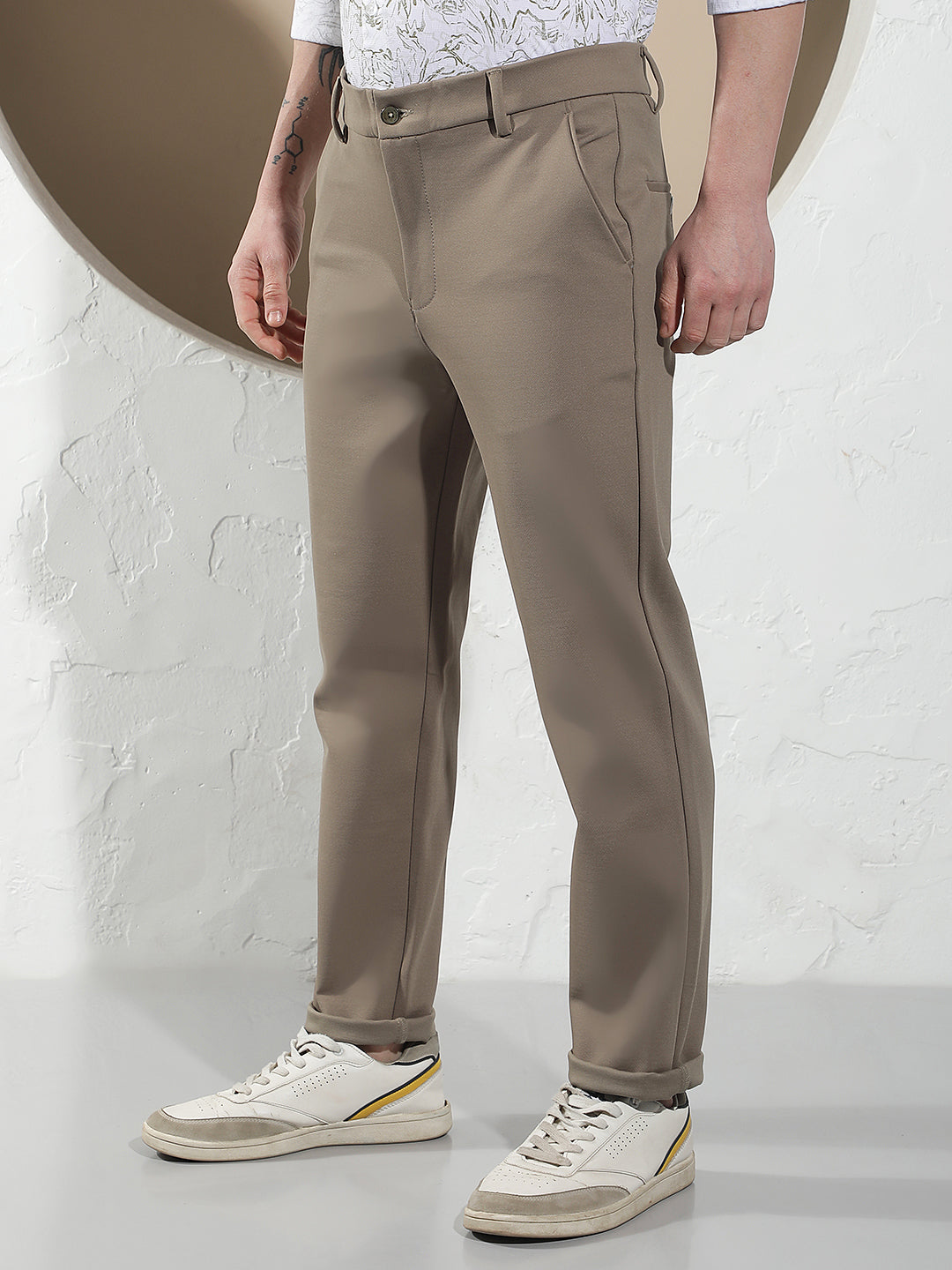Sleek Safari Khaki Knitted Trousers