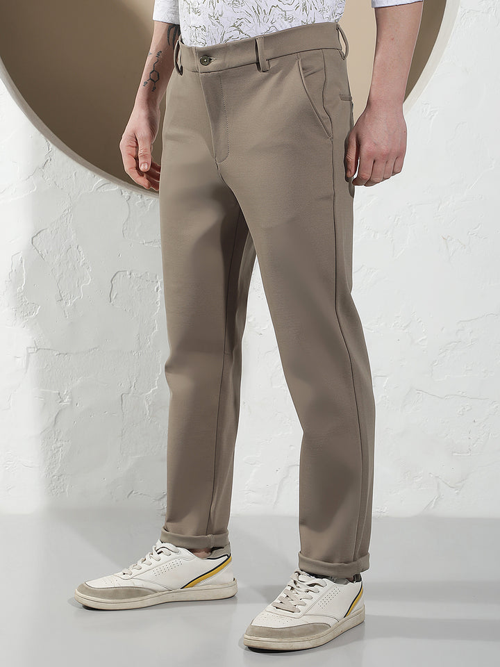 Sleek Safari Khaki Knitted Trousers