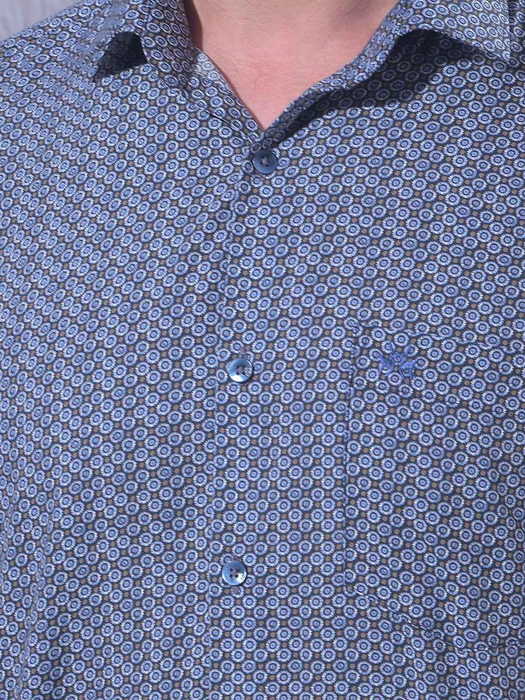 Blue Printed Modal Shirt