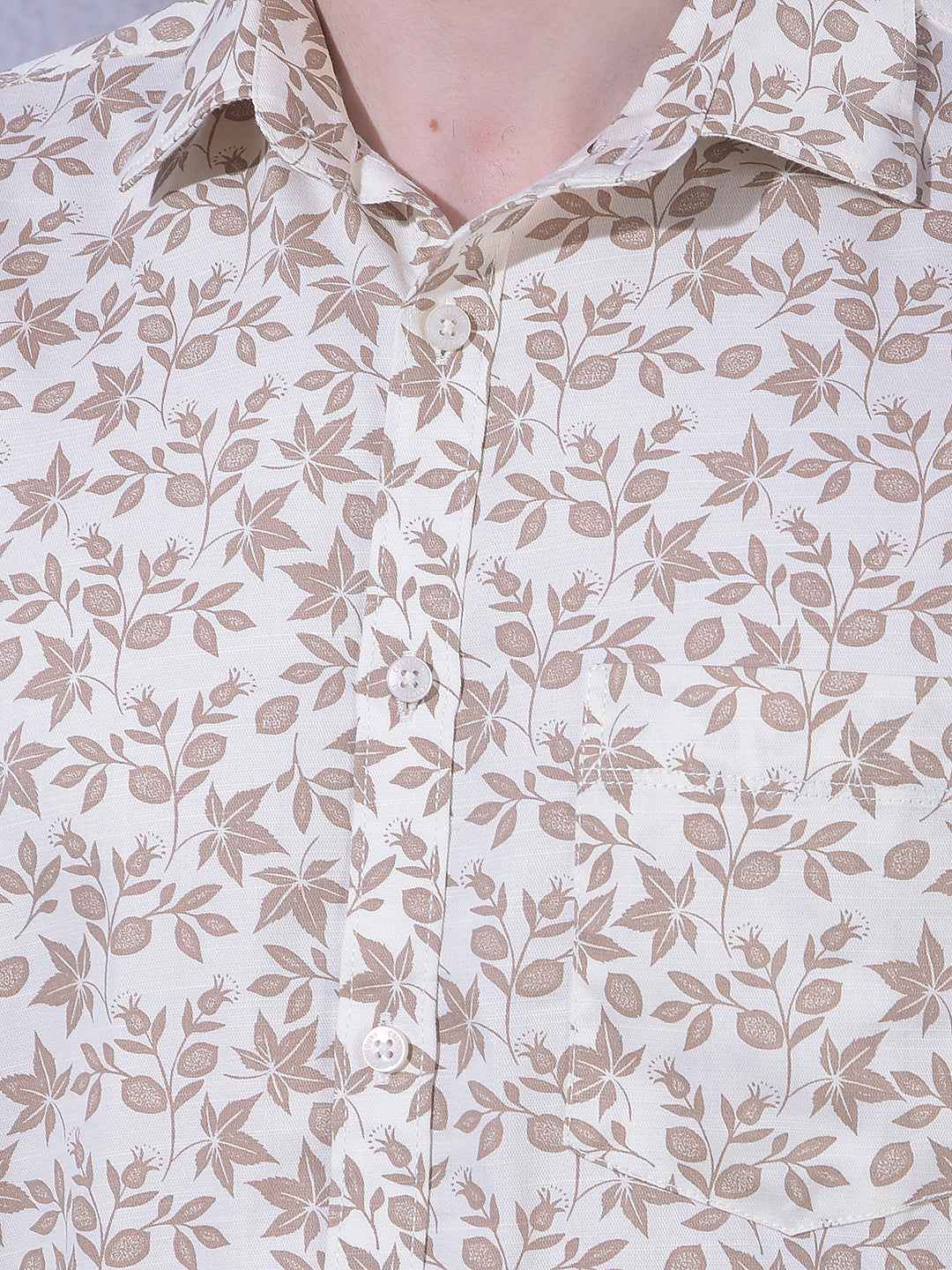 Brown Floral Print Shirt