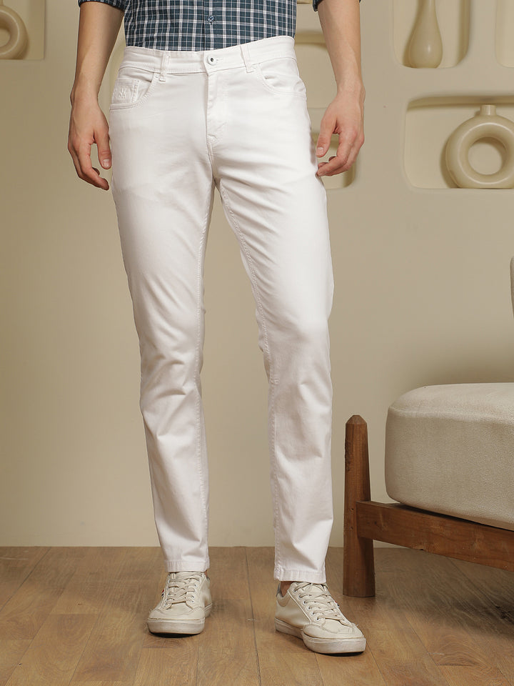 Relaxed Clean White Cotton Jeans