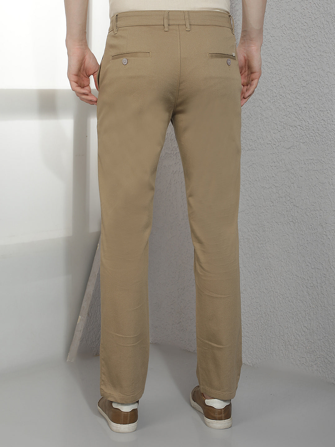 Beige Straight Trousers