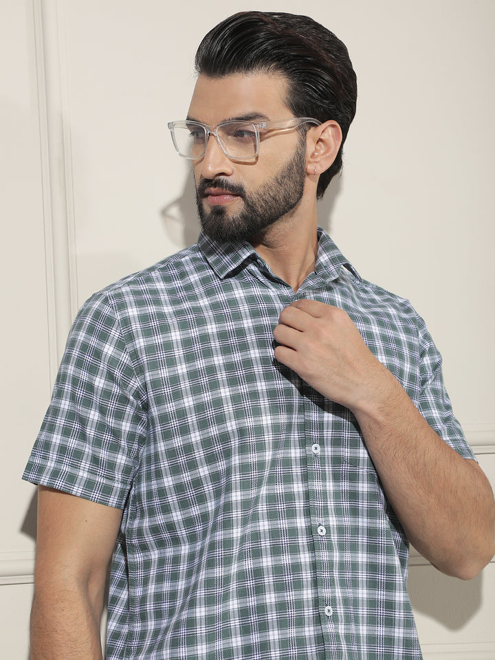 Green Checked 100% Cotton Shirt