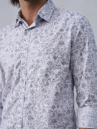 Subtle Grey Floral Print Shirt