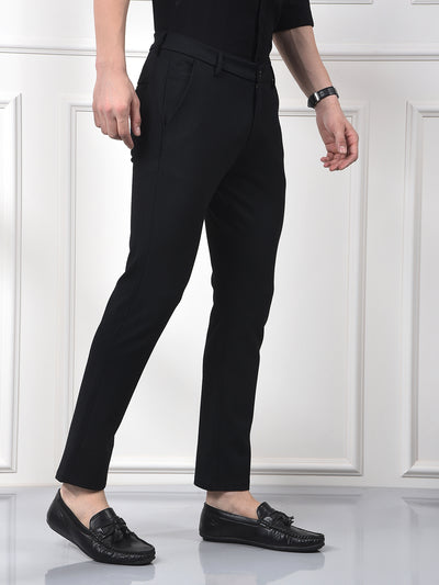 Navy Blue Printed Knitted Trousers