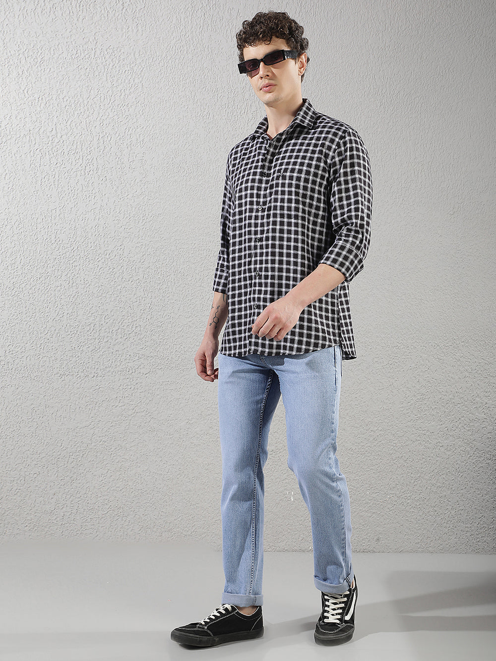 Black Checked 100% Cotton Shirt