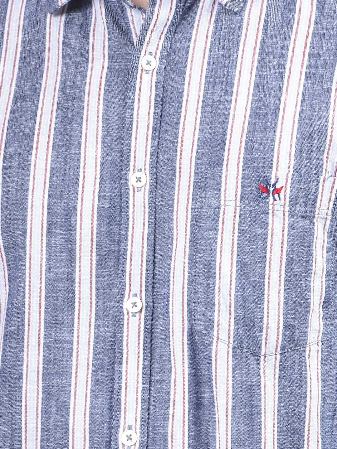 Blue Vertical Stripes 100% Cotton Shirt-Men Shirts-Crimsoune Club