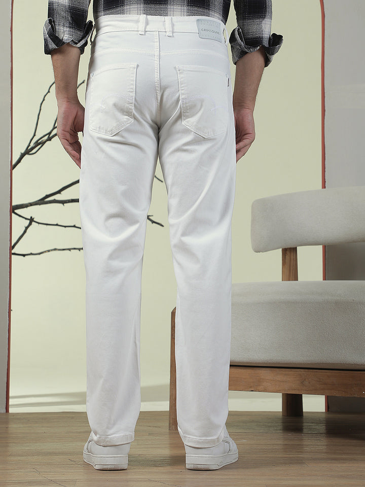 White Cotton Straight Jeans