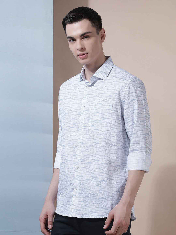 Cool Blue Printed Shirt