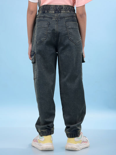 Blue Wide-Leg High-Waist Jeans-Girls Jeans-Crimsoune Club