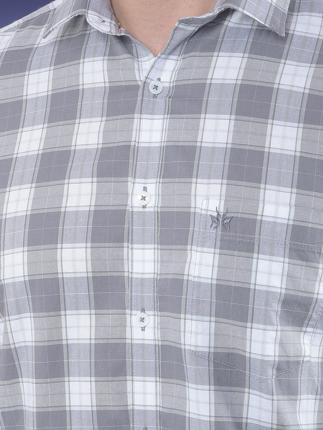 Checked 100% Cotton Grey Shirt