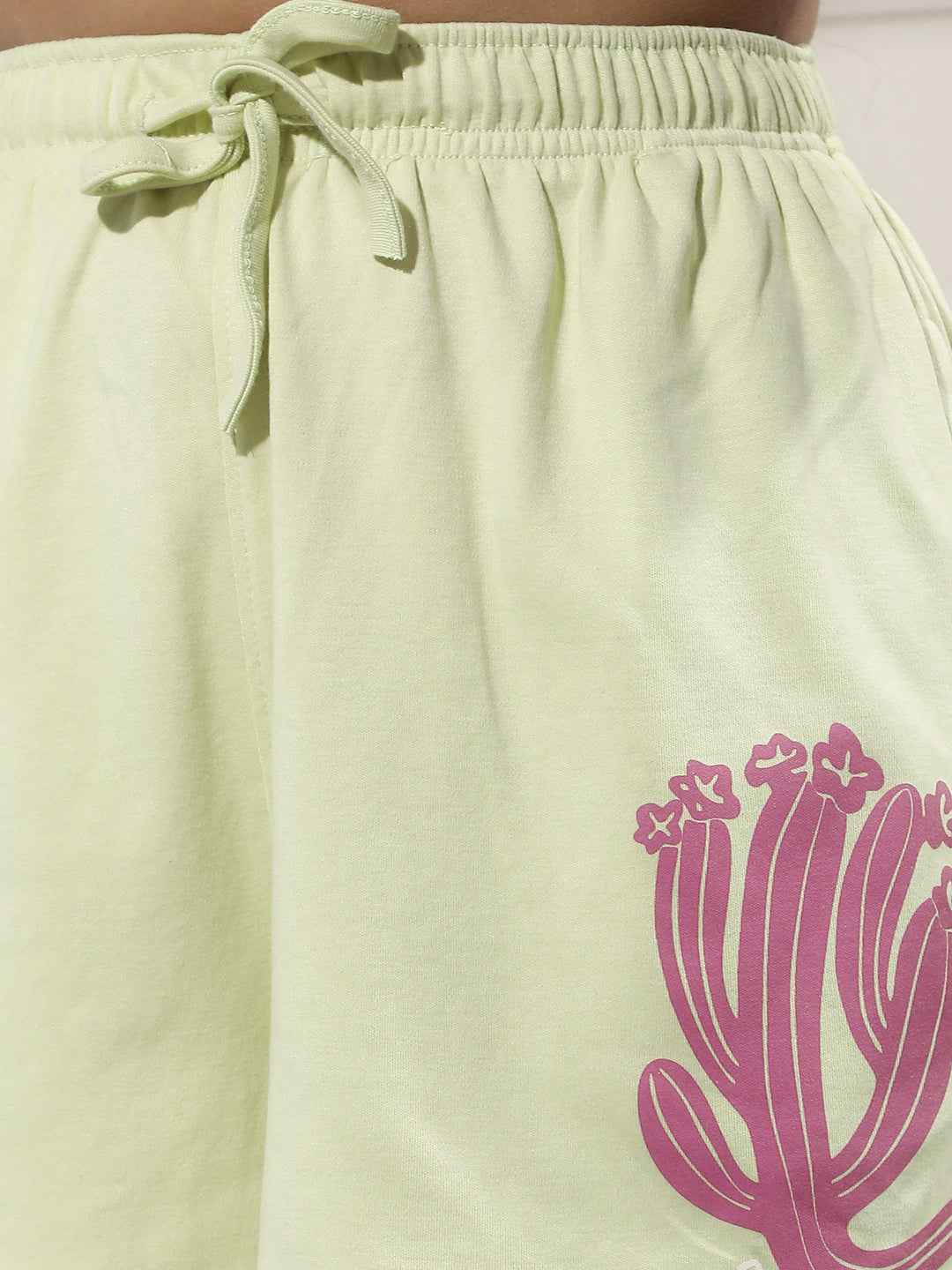 Graphic Print Green Shorts