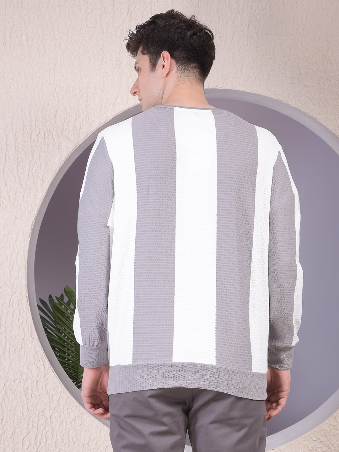 Grey Vertical Stripes Sweatshirt