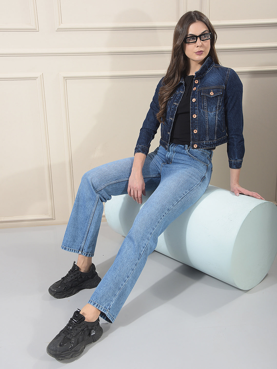 Blue 100% Cotton Straight Jeans