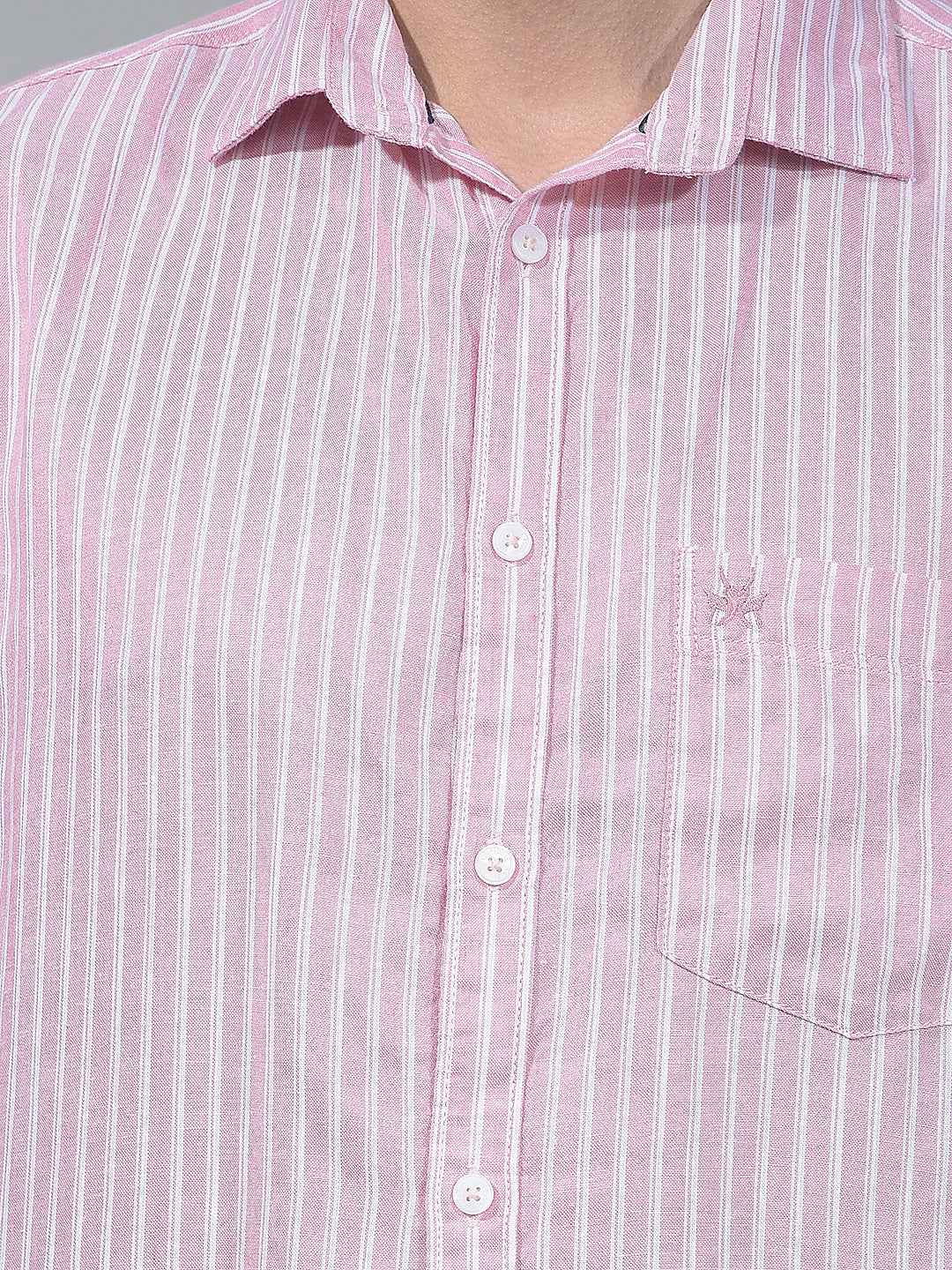 Pink Vertical Striped Linen Shirt