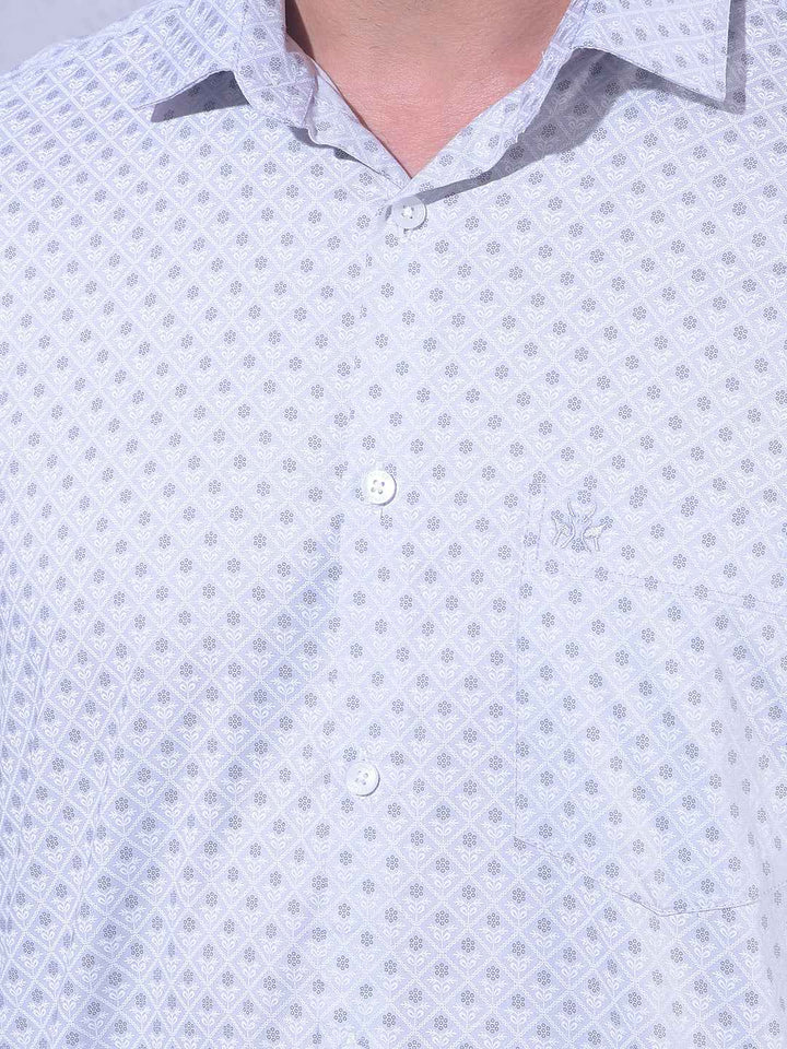 Grey Floral Print Modal Shirt