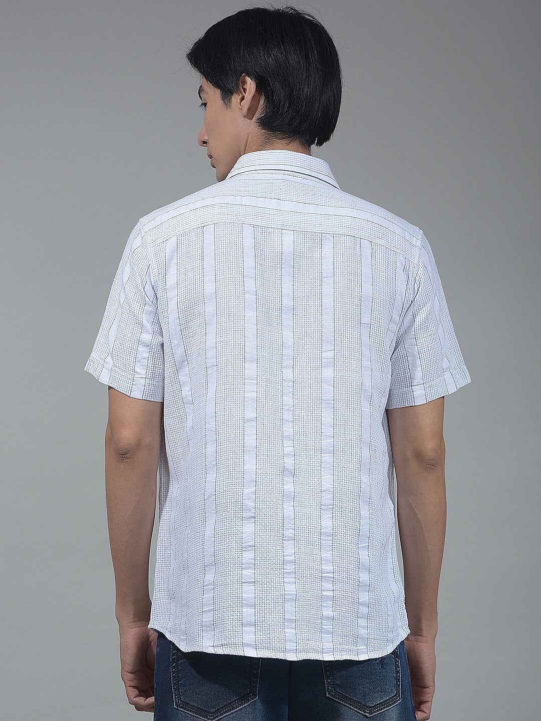 White Vertical Striped 100% Cotton Shirt